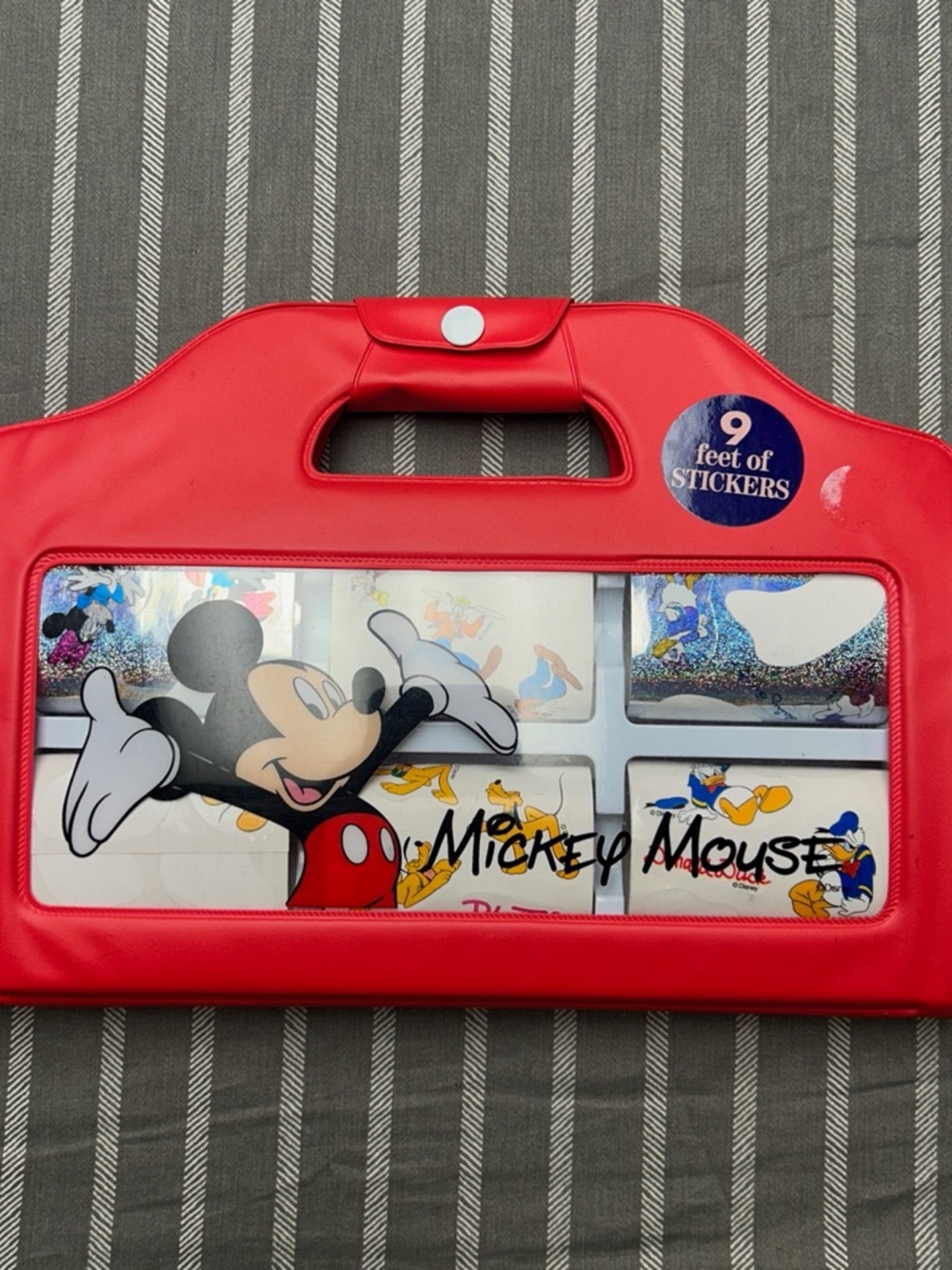 Disney Mickey Mouse sticker set housed in a red carrying case
